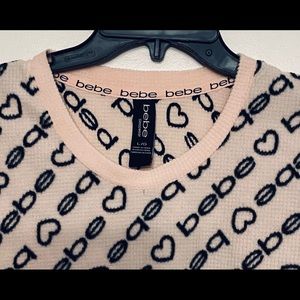 BNWT BeBe Long Sleeve Sweater/Pink & Black, Sz Lg